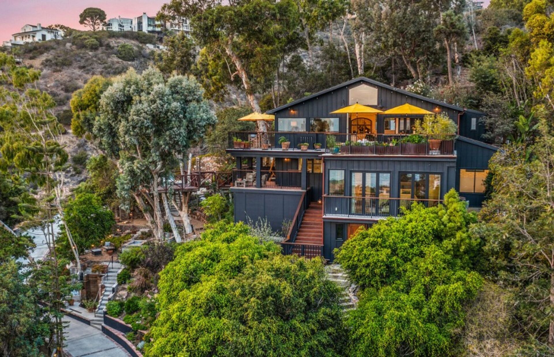 Aerial Front View of Laguna Beach Treehouse