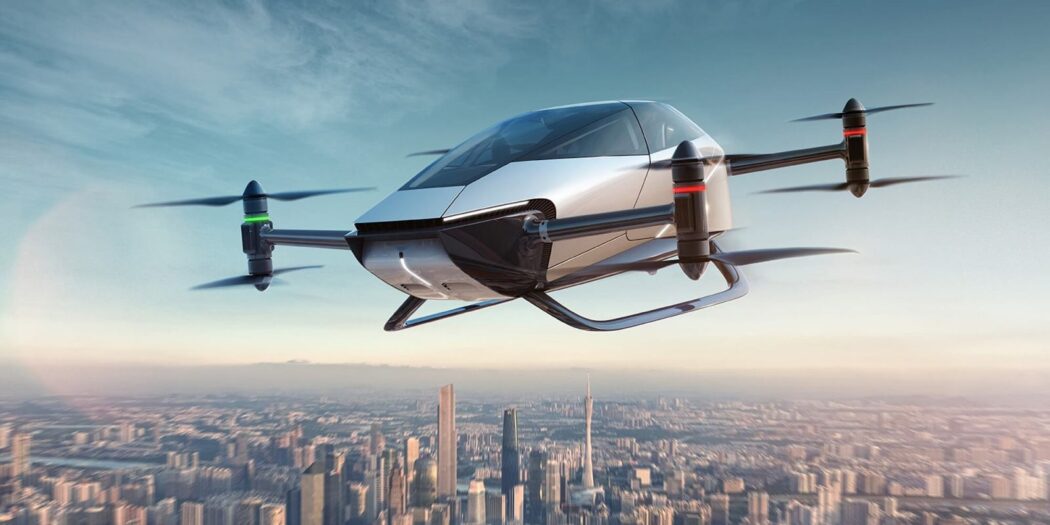 Flying car above air