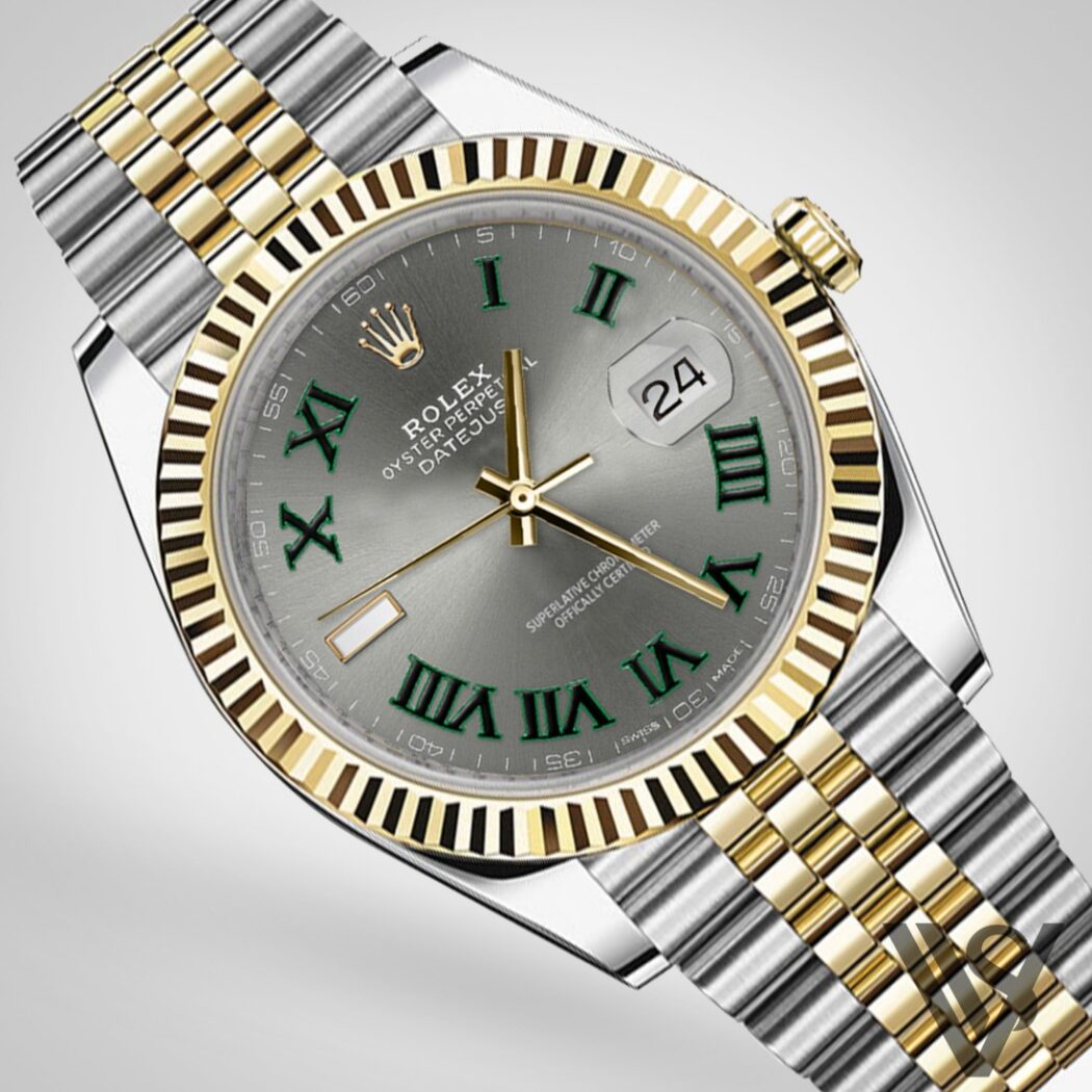 Rolex Datejust Slate Green Roman Dial Detail